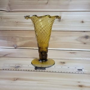 Vintage Amber Glass Vase